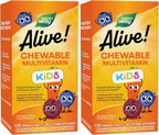 Nature's Way Alive! Children's Daily Chewable Multivitamin, Supports Bone, Eye, and Immune Health*, Orange & Berry Fruit Flavored, Gluten Free, 120 Chewable Tablets (Packaging May Vary) (Pack of 2)