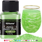 NiHome Edible Food-Grade Glimmer Powder Glitter Luster Dust Metallic Food Decorating Sprinkle Glimmery Dust for Drink Wine Beverage Cake Candy Dessert Bakery Restaurant Vegan (0.18oz/5g, Fruit Green)