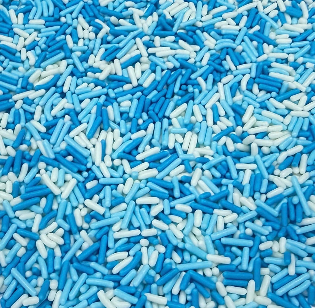 Gevog Edible Blue and White Jimmies Sugar Sprinkles for Cake Decorating Wedding Baking Cupcake Cookie Ice Cream Decoration Supplies 78g/2.75oz
