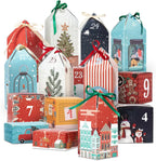 DIY Christmas Advent Calendar Boxes to Fill, 25 Numbered Empty Advent Calendar Houses Boxes, 2025 Countdown Advent Calendars Surprise Gift Boxes for Kids Family Friends, XMAS Holiday Decor -25 Designs
