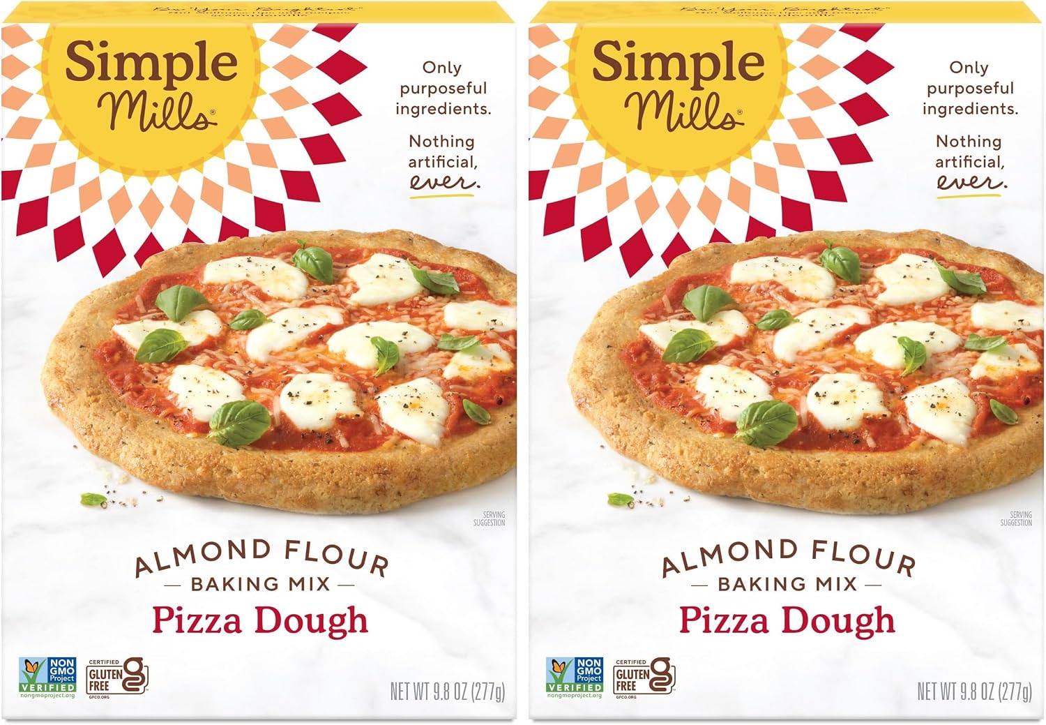Simple Mills Almond Flour Baking Mix, Cauliflower Pizza Dough - Gluten Free, Vegan, Plant Based, 9.8 Ounce (Pack of 2)