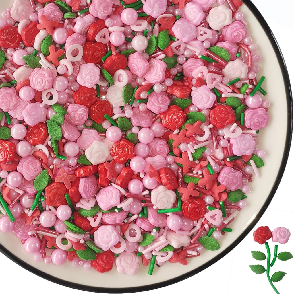 Candy Valentine's Day Rose Edible Cake and Cupcake Sprinkles Cake Topper Sprinkles Decoration Candy Cupcake Dessert Cookie Holiday
