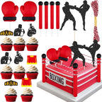 16PCS Boxing Cake Topper for Men Boxing Theme Party Decorations Wrestling Cake Topper Set