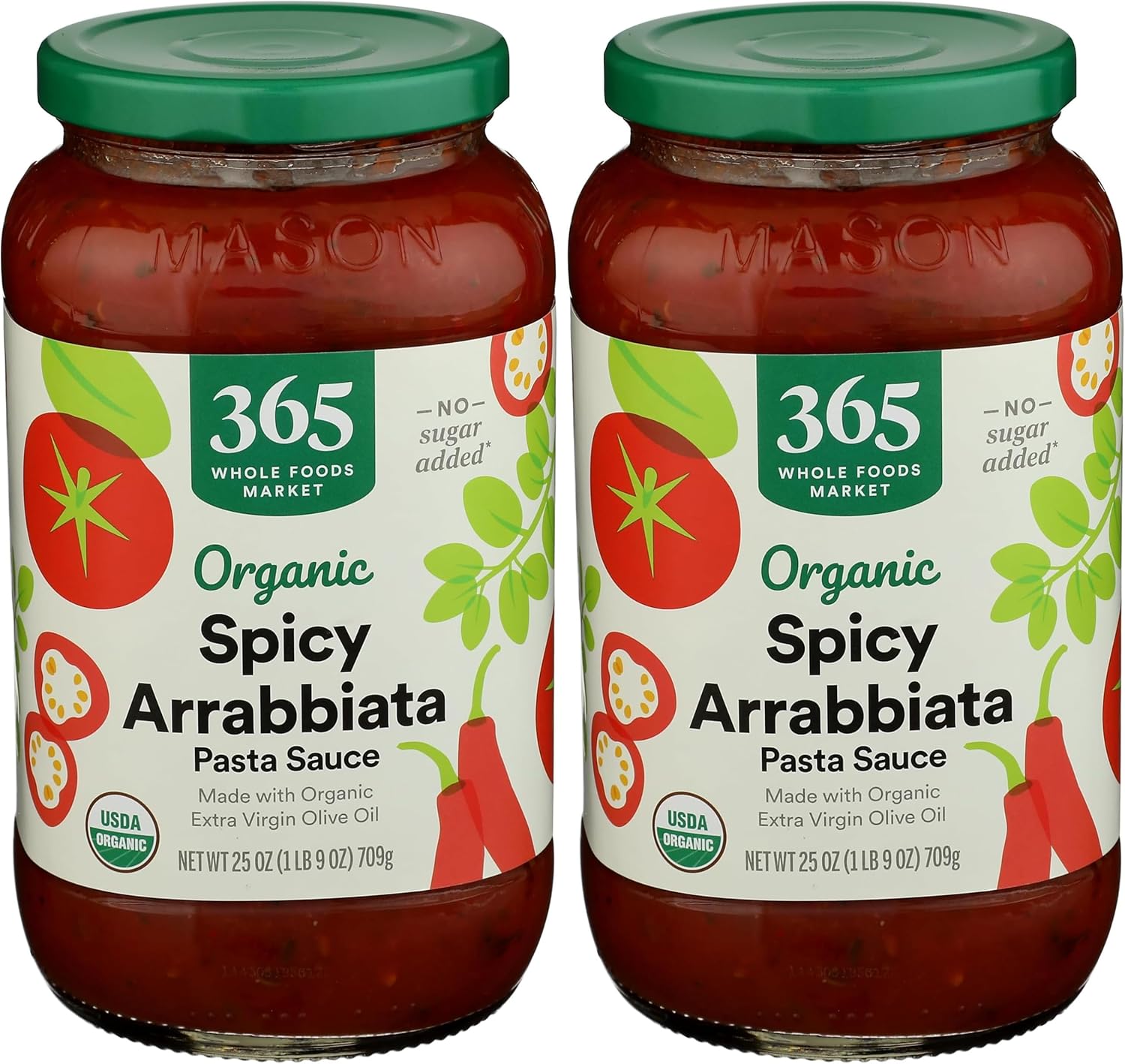 365 by Whole Foods Market, Organic Arrabbiata Pasta Sauce, 25 Ounce (Pack of 2)