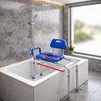 Gateway Premium Sliding Shower Chair Bath Transfer Bench with Swivel Padded Bath Tub Seat for Tubs and Shower, for Handicap & Seniors Mobility & Daily Living, Blue