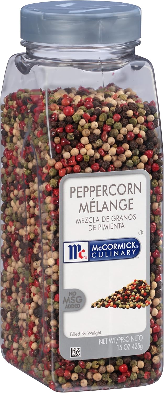 McCormick Culinary Rainbow Peppercorn Medley, 15 oz - One 15 Ounce Container of Mixed Peppercorn Blend for Grinder Refill, Perfect on Meats and Vegetable Side Dishes