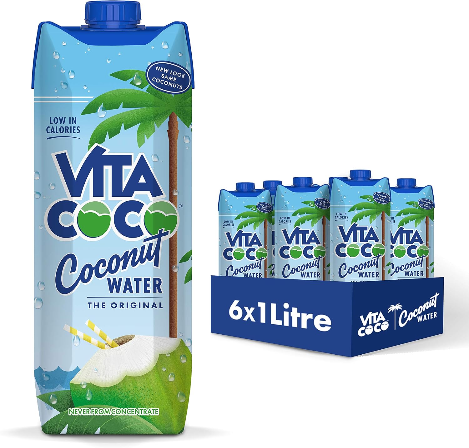 Vita Coco Coconut Water, Pure Original, Refreshing Coconut Taste, Natural Electrolytes, Vital Nutrients, 33.8 Oz (Pack of 6)