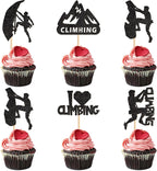 Ercadio 30 Pack Climbing Cupcake Toppers Black Glitter Climbing Cupcake Picks Gym Theme Baby Shower Birthday Party Cake Decorations Supplies
