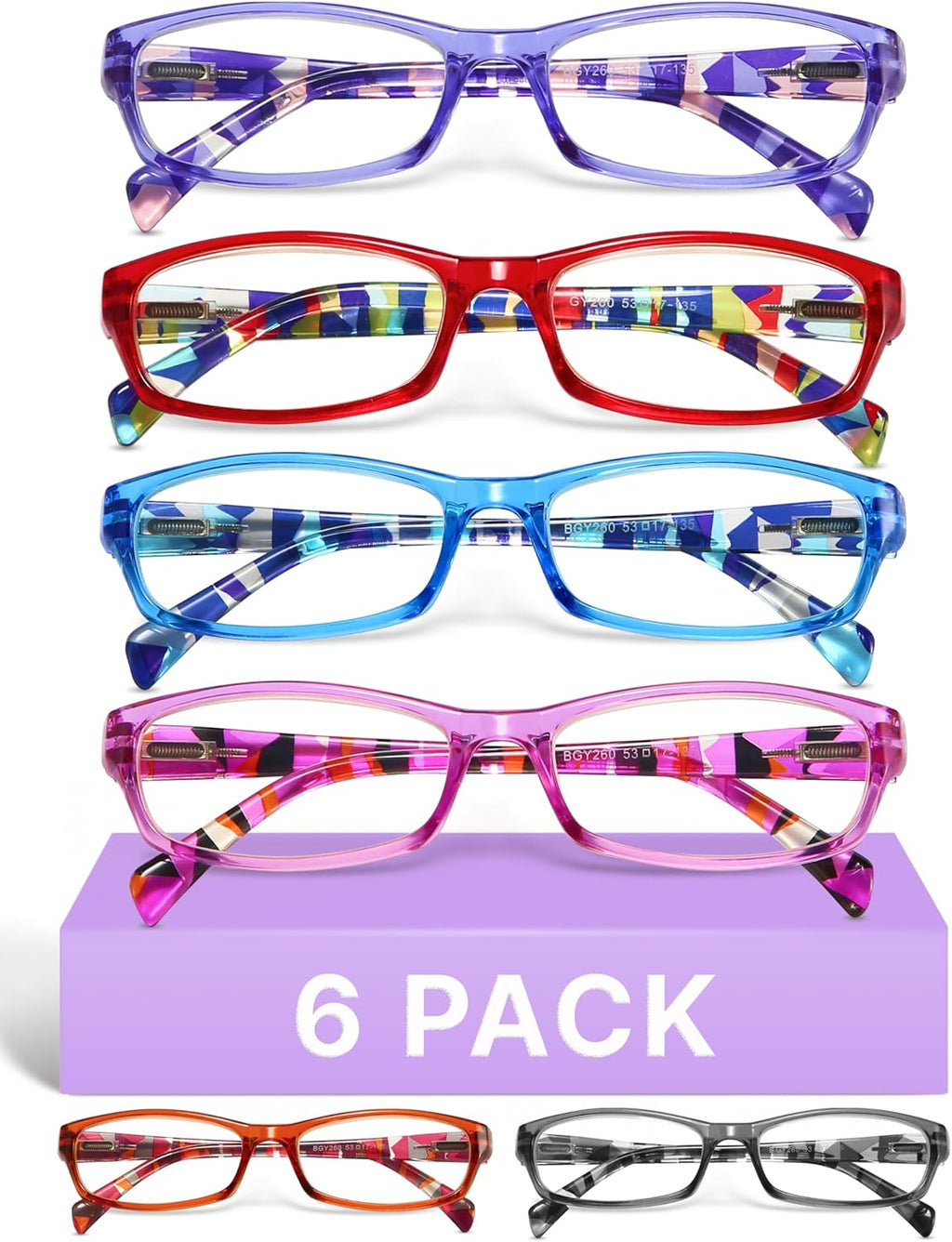 Gaoye Reading Glasses for Women, 6 pack Fashion Readers for Women Spring Hinge Eye Glasses, Blue Light Reading Glasses