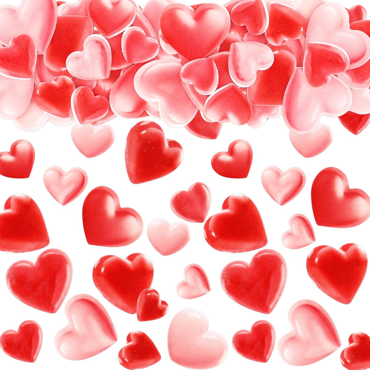 66 PCS Edible Heart Cupcake Toppers Wafer Paper Valentine's Day Cupcake Sweet Love Heart Cake Decorations Picks for Birthday Party Wedding Engagement Party Decorations Supplies