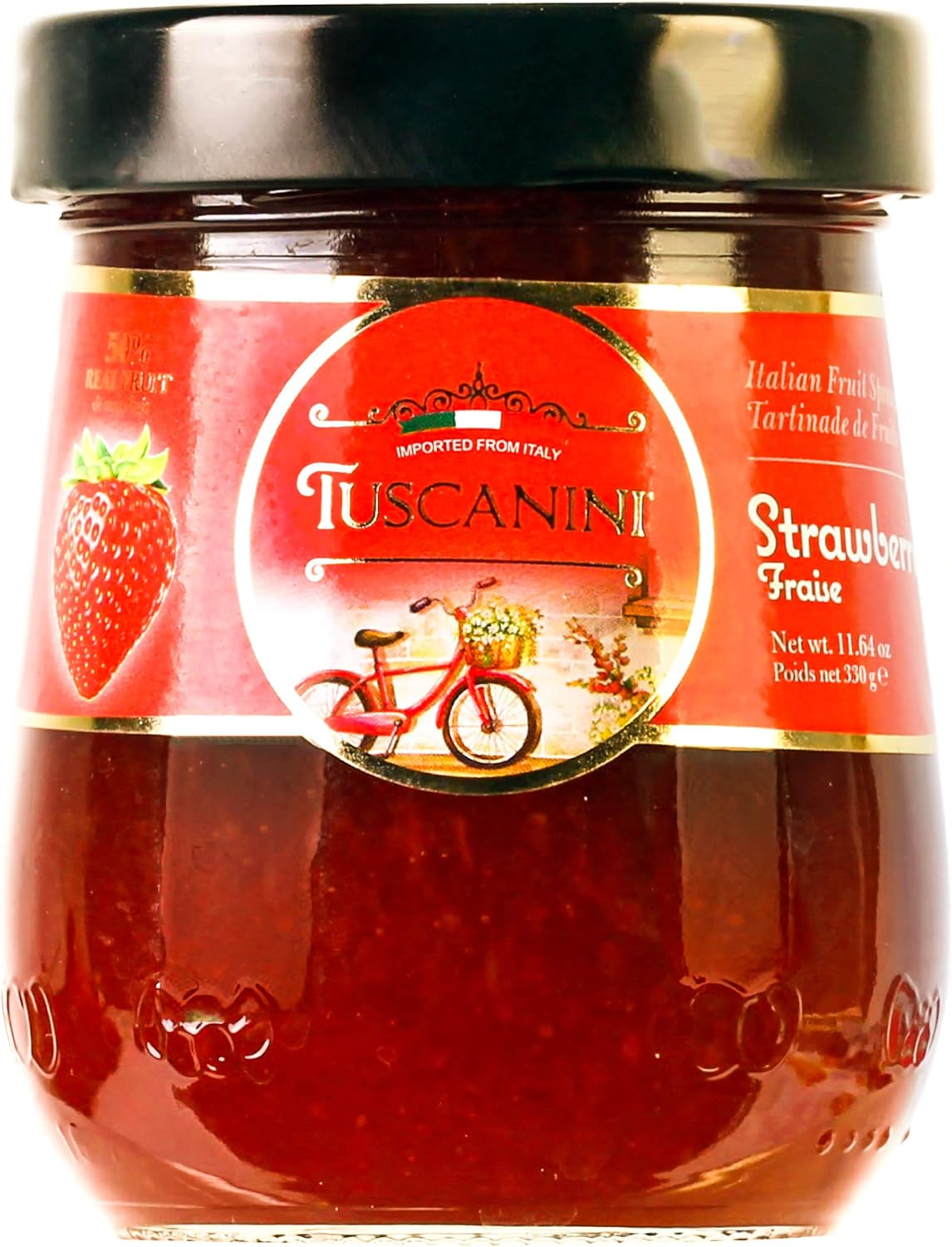 Tuscanini Premium Italian Strawberry Preserves, 11.64 oz | 50% Fruit | Spreadble Fruit Jam | No High Fructose Corn Syrup | No Preservatives | Non GMO | Gluten Free | Kosher (Including Passover)