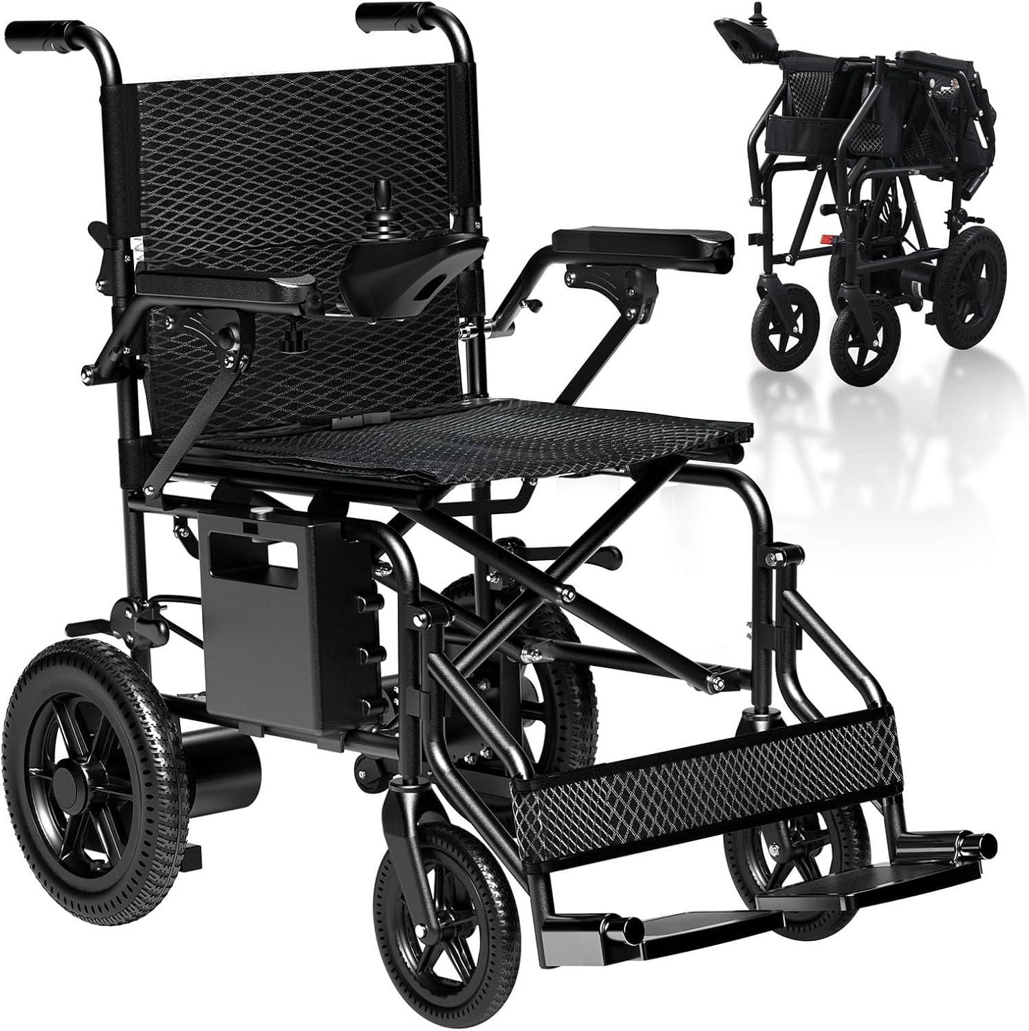 [2026 Upgrade] Hassky Electric Wheelchair for Adults Foldable, 15 Miles Range Motorized Wheelchair, All Terrain Power Wheelchairs for Seniors Supports Up to 350 lbs Black