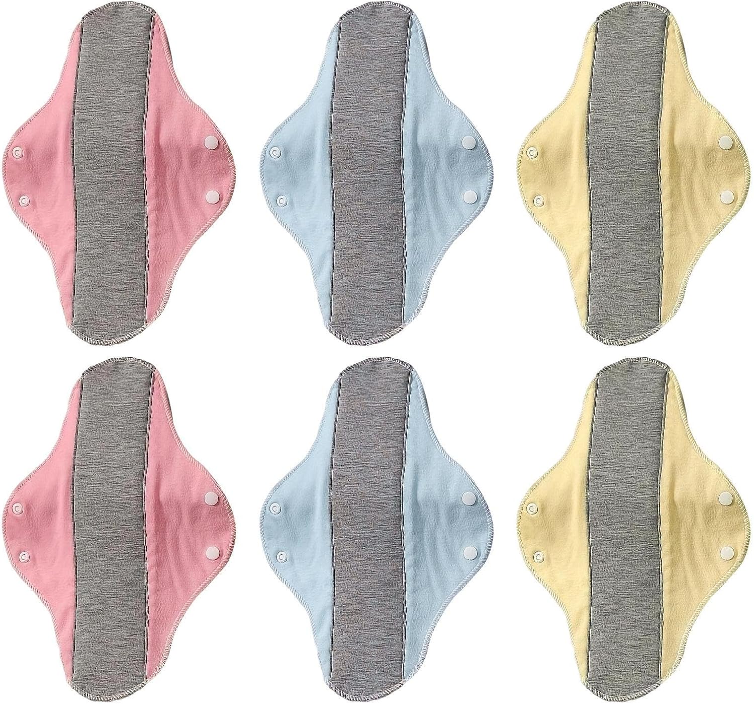 6 Pieces Reusable Menstrual Pads Leakproof Washable Breathable Napkins Reusable Sanitary Pads Panty Liners Soft Cloth Menstrual (Random Color)