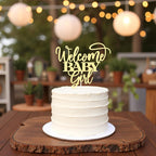 Kaoenla Welcome Baby Girl Cake Toppers - Baby Shower, Baby Shower, Newborn Gender Show Girl Happy Birthday Party Decoration(Gold)
