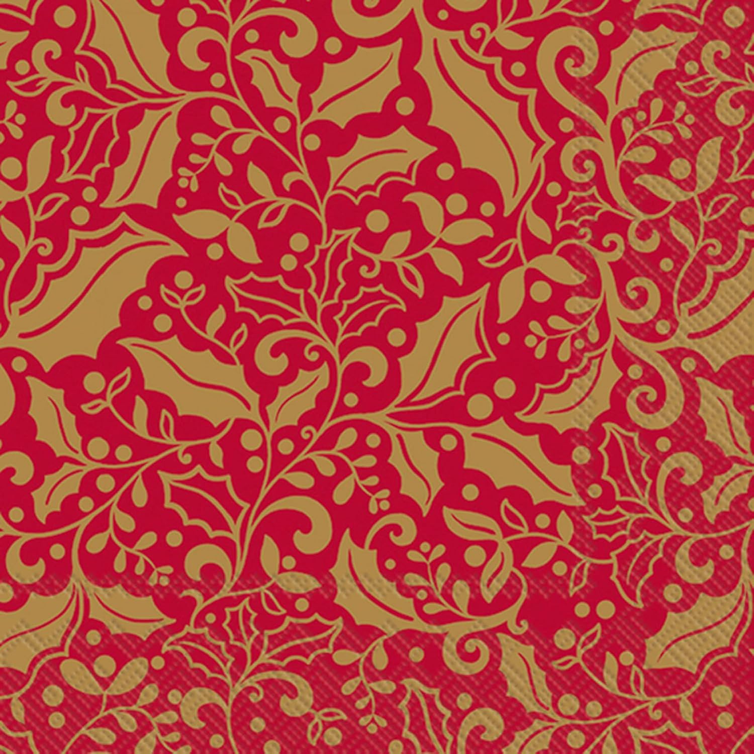 IHR Ideal Home Range Cocktail Napkins Disposable 3-Ply Paper Party Napkin Pack, 5" x 5", Christmas Sparkle (Red & Gold), 20-Count