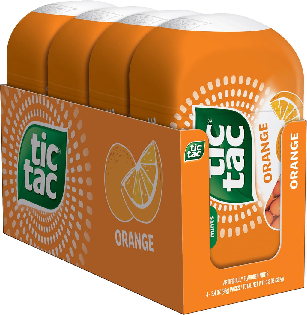 Tic Tac Orange, On-the-Go Pocket-Sized Mints, 200 pieces, 4 Bottle Packs, 3.4 oz Each