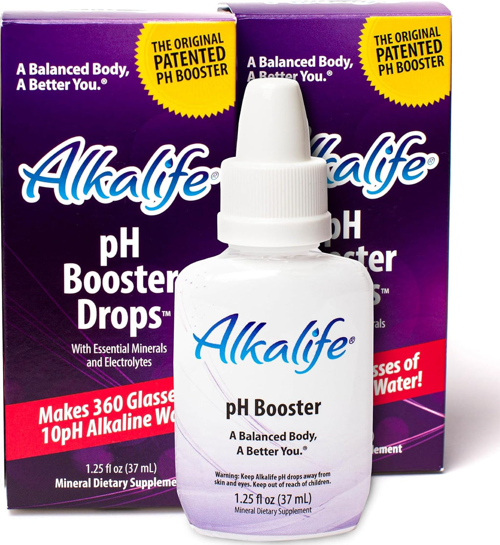 Alkalife pH Booster Drops, 2 Pack, Turn Any Drinking Water Into pH 10 Alkaline Water, 360 Servings Per Bottle, The Original Patented Formula, Electrolytes & Minerals