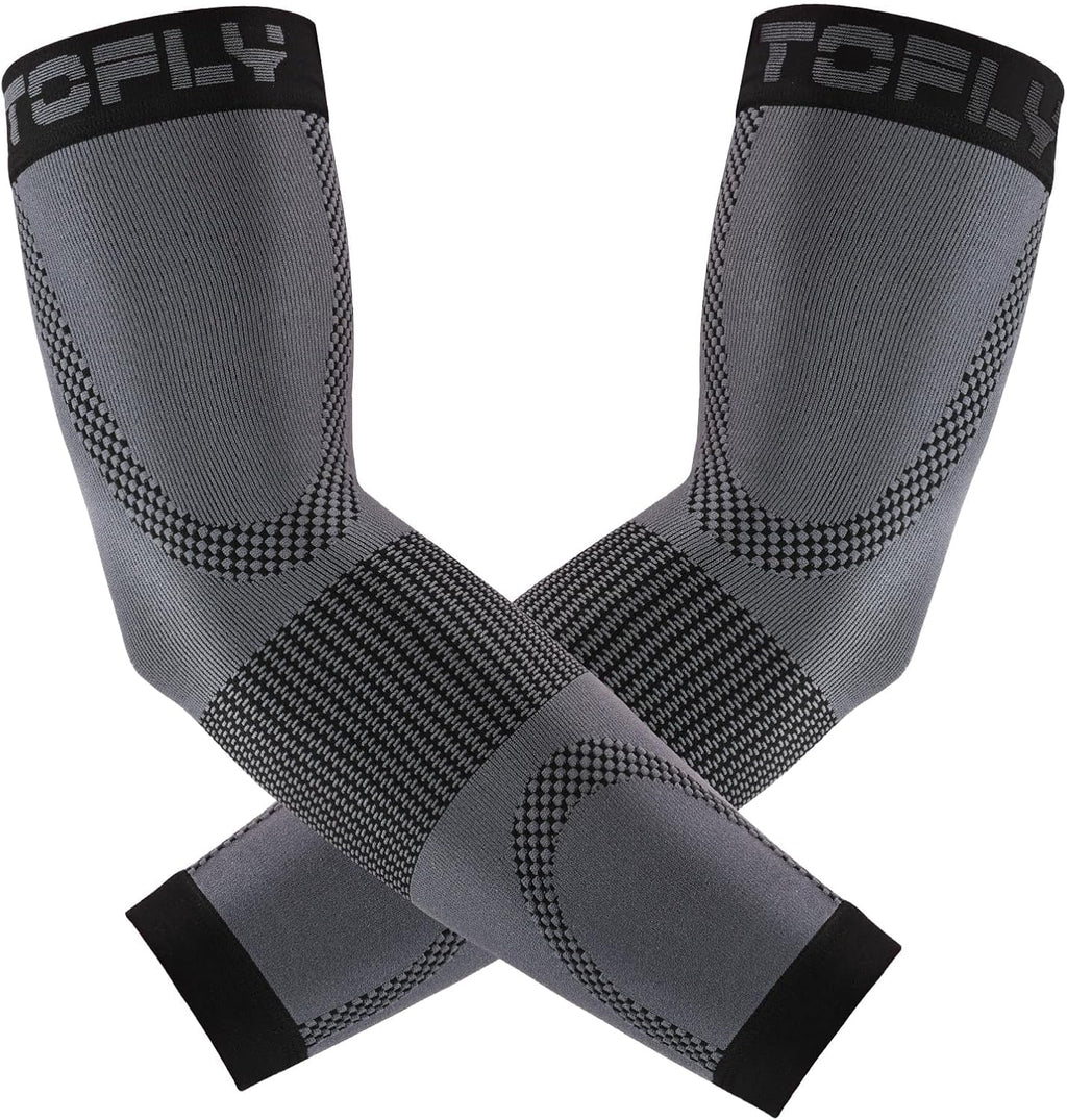 TOFLY Compression Arm Sleeves Elbow Braces for Men & Women (1 Pair), 20-30 mmHg Graduated Compression Arm Braces Support for Tennis Elbow, Tendonitis, Lymphedema, Arthritis, Edema, Workouts, Black M
