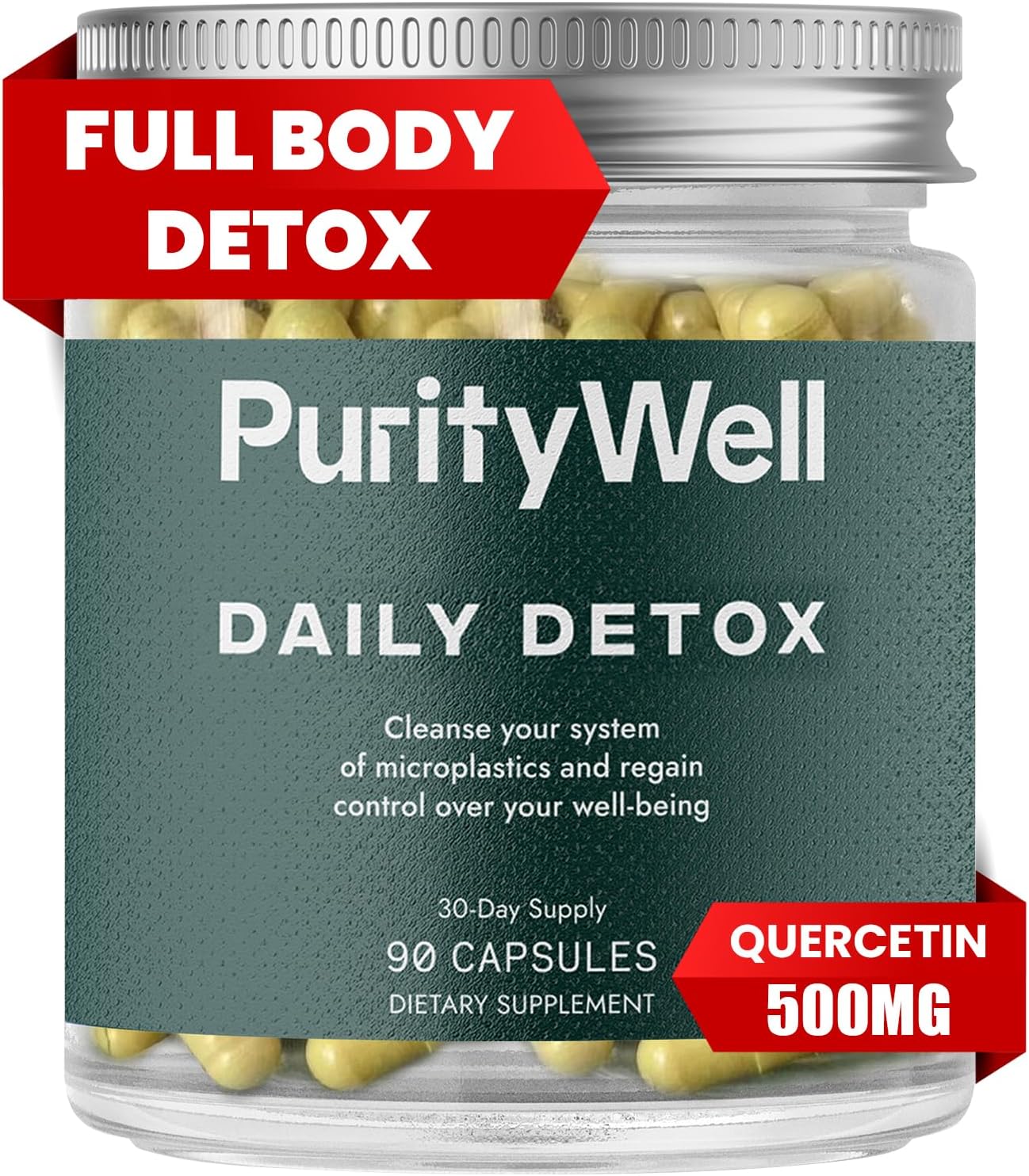 Full-Body Support Supplement with Quercetin 500mg, Vitamin C & L-Cysteine – Supports Respiratory, Liver & Digestive Health – 90 Capsules