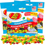 Sweetzo Sugar Free Jelly Beans, Sugar-Free Chewy Candies in Assorted Fruity Flavors, Low Calorie Shareable Sweet Snacks - 2.8 Ounce bags (Pack of 3)