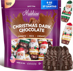 Madelaine Solid Premium Dark Chocolate Mini Santas - Christmas Candy, Holiday Treats - Individually Wrapped In Italian Foil Featuring Assorted Holiday Designs (1/2 LB)