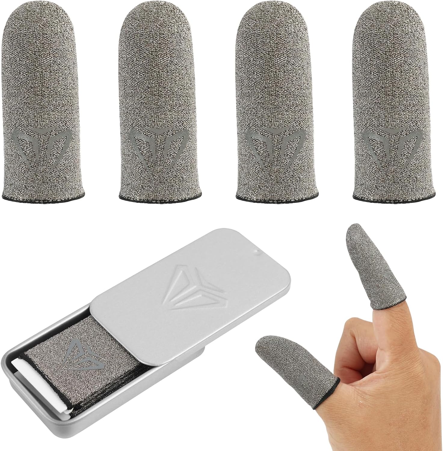 2 Pairs Gaming Finger Sleeves for Mobile Games - Ultra-Thin Breathable Anti-Sweat Thumb Sleeves - High Sensitivity Touch Screen Finger Covers for PUBG, Call of Duty, Mobile Legends