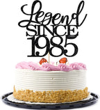 Legend Since 1985 Cake Topper 41th Birthday Happy Birthday Cake Topper Men and Women Cheer 41 Years Old Handmade Black Glitter Cake Decoration (1985)