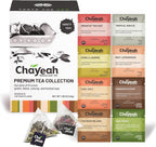 CHAYEAH, Premium Tea Collection (16 Pyramid Tea Sachets, 8 Assorted Flavors), Green, Black, Oolong, Pu’erh & Herbal Tea Sampler Variety Pack, Caffeinated and Non-Caffeinated, Whole Leaf Tea Bag