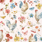 IHR Ideal Home Range Party Napkins Disposable 3-Ply Paper Lunch Napkin Pack, 6.5" x 6.5", Country Rooster (Cream), 20-Count