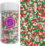 PhilaeEC Christmas Jimmies Sprinkle Edible Red Green White Soft Jimmies Sprinkle for Cake Decoration Cupcake Topper Cookie Baking Decorations Halloween Christmas Valentine Supplies 2.75oz/78g