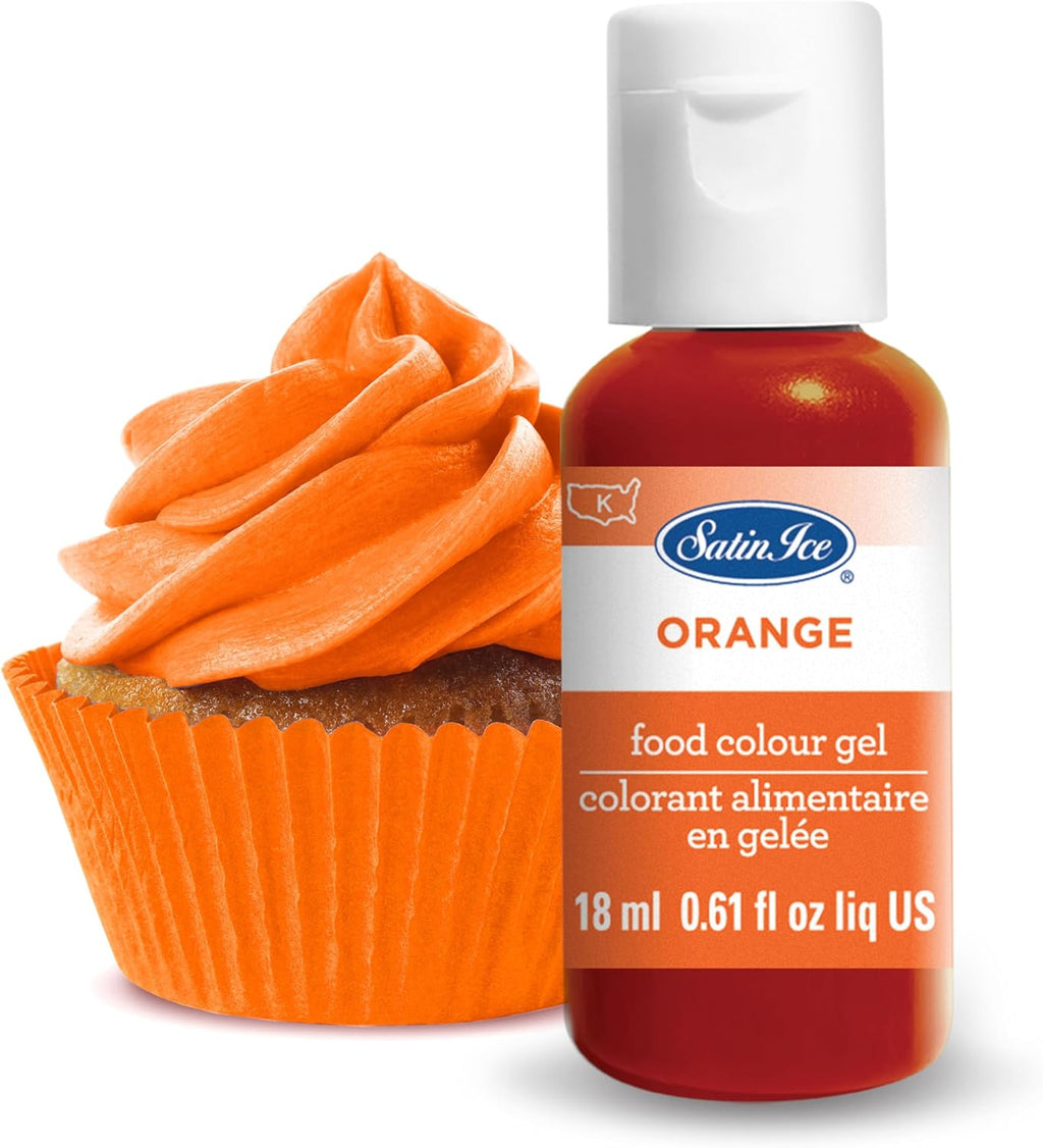 Satin Ice Food Color Liquid Gel, 0.61 fl oz Bottle, Orange