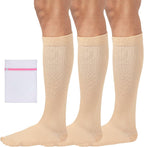 360 RELIEF - Flight Compression Socks Supports | Blood Circulation, Travel, Work, Edema, Diabetic, Varicose Veins (Large-X-Large, 3Pairs-Beige)