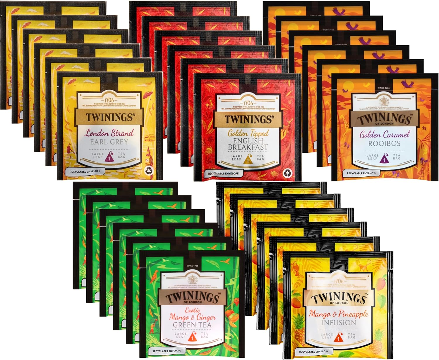Twinings Discovery Collection Large Leaf Pyramid Tea Bag Variety, 5 Flavor (Pack of 30)