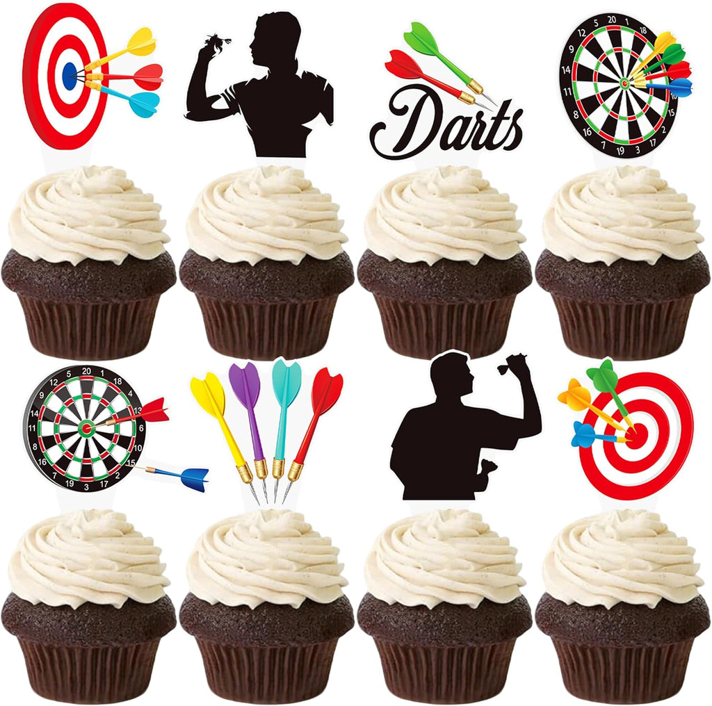 Dart Theme Party Cupcake Toppers 48pcs Dart Target Theme Cupcake Toppers for Dart Lovers Birthday Party Dart War Baby Shower Supplies