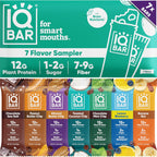 IQBAR Clean Plant Protein Bars - Bar Sampler - 7 Count - Keto, Vegan, High Fiber, Gluten and Dairy Free, Low Sugar Snack - Brain and Body Nutrients for Focus, Energy, Meal Replacement