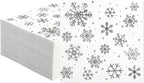 100 PCS Snowflake Paper Napkins Snowflake Cocktail Napkins Silver Foil Snow Disposable Napkins 3-Ply Dinner Party Napkins for Christmas Winter New Year Holiday Dining Party, 5 x 5 Inch