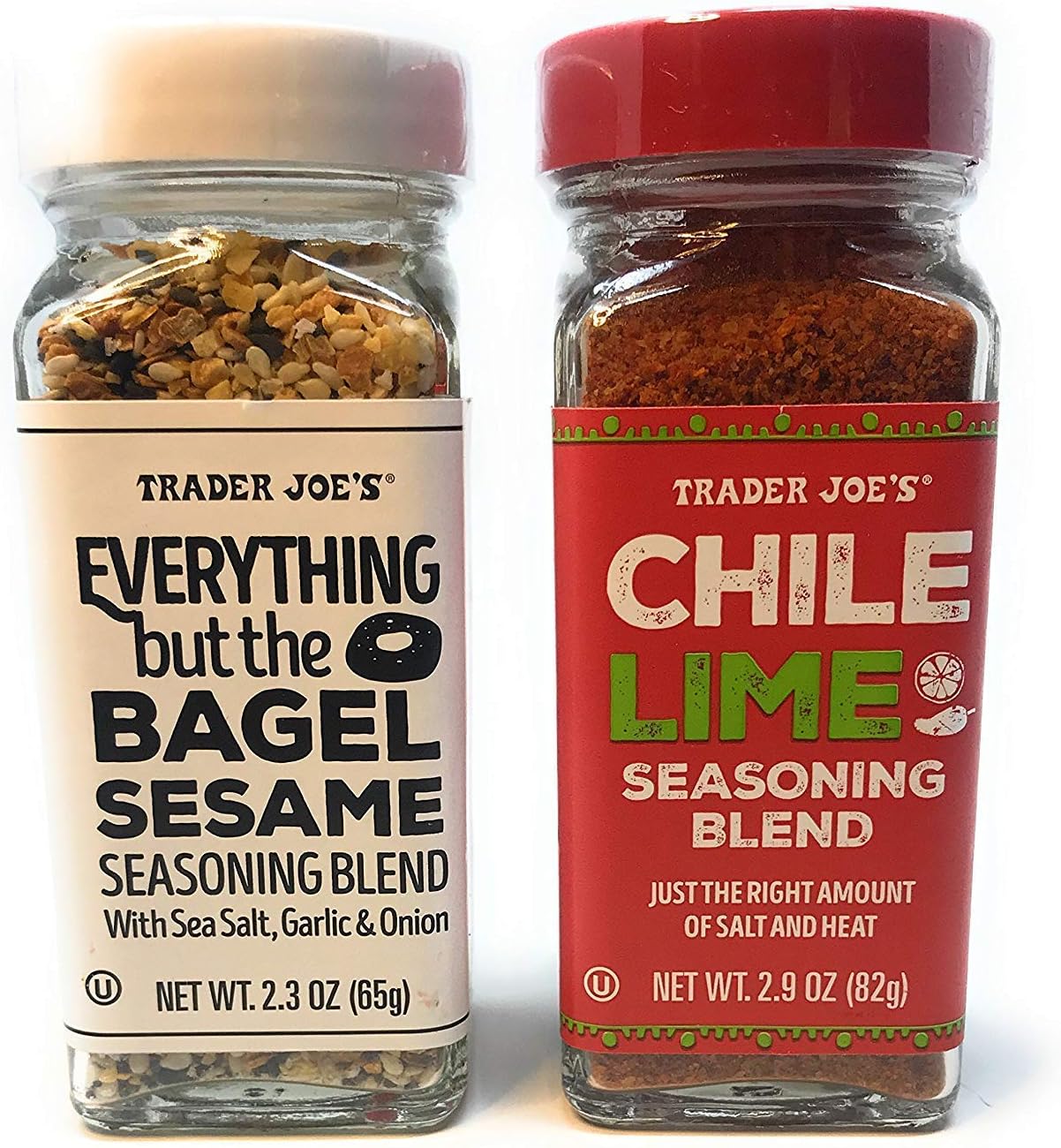 Trader Joe's Seasonings Bundle - Everything But The Bagel Sesame and Chile Lime Seasoning Blends (1 of each)