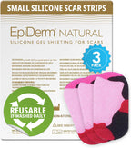 Epiderm Silicone Gel Scar Small Strips - Premium Fabric-Lined Silicone Scar Sheets for Small Scars - Non-Medicated, Washable & Reusable Scar Tape - Gentle on All Skin Types - 3-Pack, Camo Pink