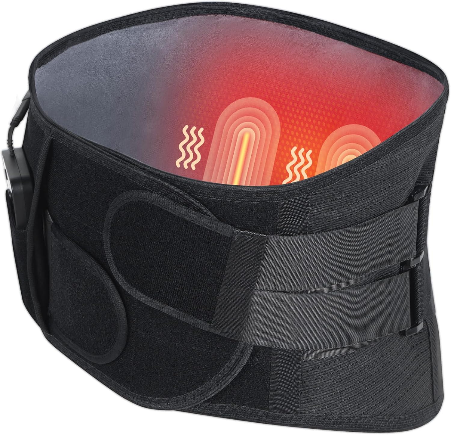 HONGJING Heated Back Massager Brace for Lower Back Pain Relief, Cordless Back Vibration Massage Belt with 3 Heating Modes and 4 Massage Modes for Sciatica and Scoliosis-L