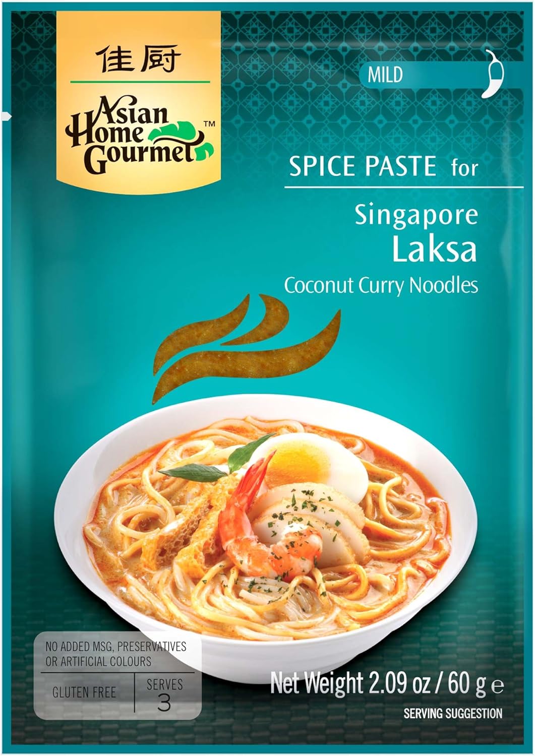 Asian Home Gourmet Spice Paste for SINGAPORE LAKSA - Coconut Curry noodles. (Pack of 3)