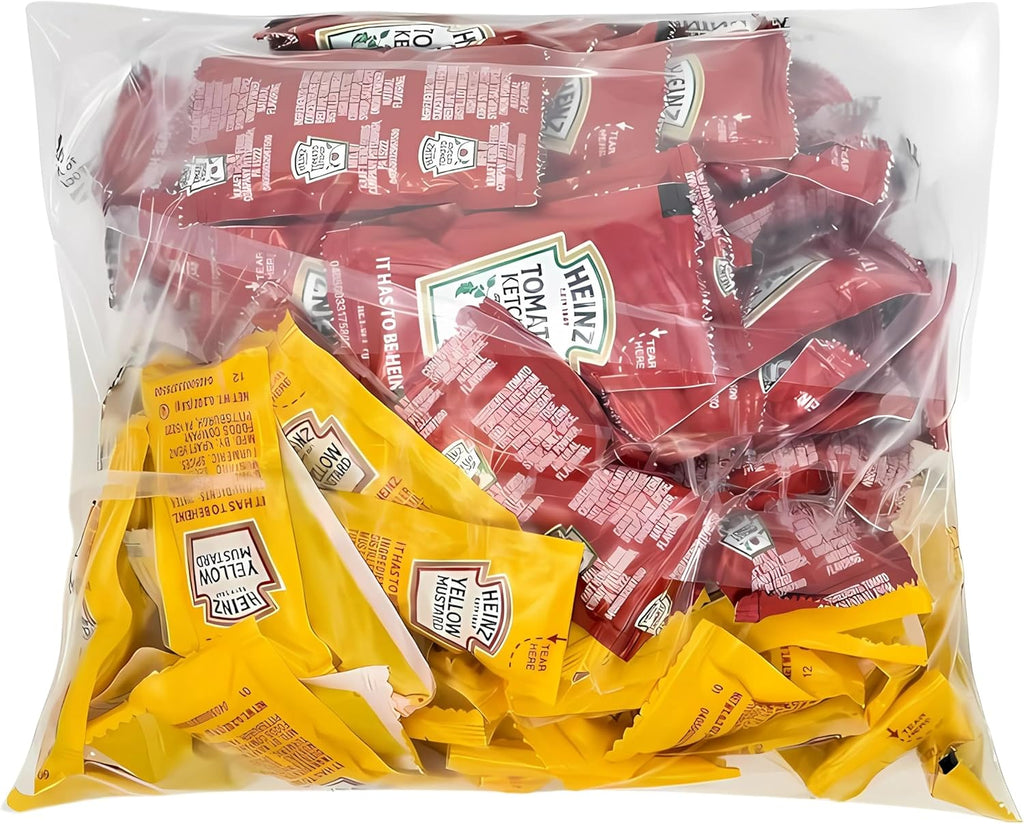 Heinz Condiment Packets Ketchup and Mustard (100 Total; 50 Each Flavor)