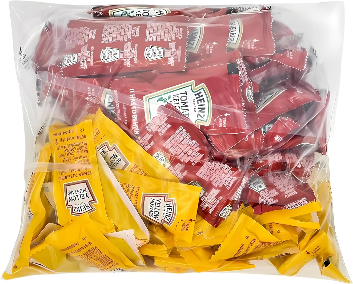 Heinz Condiment Packets Ketchup and Mustard (100 Total; 50 Each Flavor)