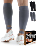 Doctor's Select 2 Pairs Copper Calf Compression Sleeve - Leg Compression Sleeves for Women & Men, Shin Splint Relief