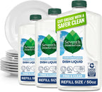 Seventh Generation Dish Soap Refill, Free & Clear, 50 fl oz, 3 Pack, Plant-Based Dishwashing Liquid for Grease & Tough Food Messes, For Sensitive Skin