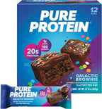 Pure Protein Galactic Brownie Protein Bars – 20g Protein, 3g Sugar, 190 Calories (12 count) Low Sugar* High Protein Snack - Gluten Free - Perfect for a Healthy Snack
