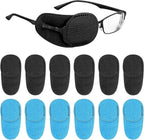 TIESOME 12 PCS Eye Patches for Glasses, Reusable Non-Woven Fabric Eye Patch Glasses Cover Right Left Eye Patches for Adults Kids Lazy Eye Amblyopia Strabismus Improve Right Left