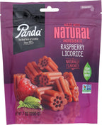 Panda Natural Raspberry Licorice Chews, Vegan, Fat Free, Kosher, Non-GMO, 7 Oz (Pack of 8)