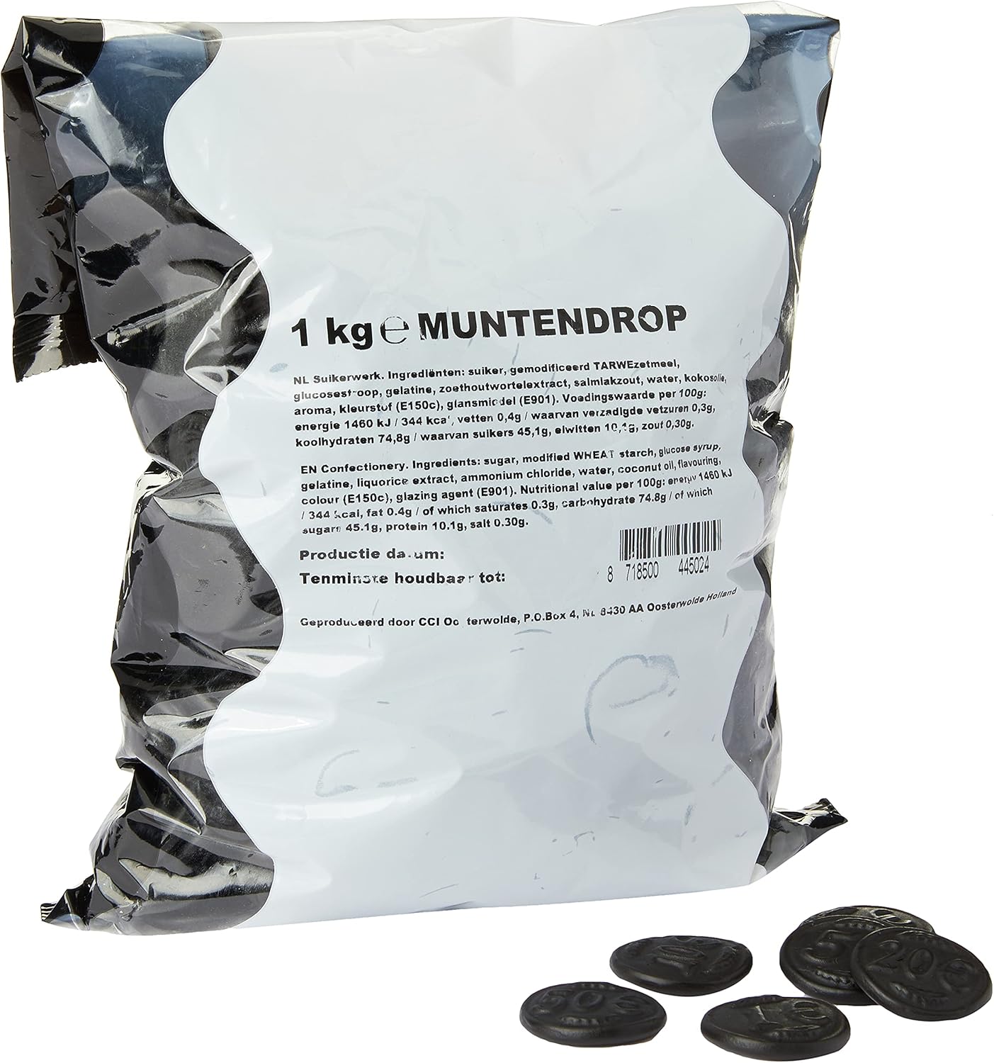 Licorice in KiloBag - K&H Munten Drop (Kraepelien & Holm Coin Licorice / Liquorice) (2.3-LB)