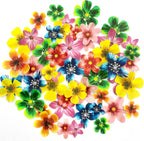 Weraru Edible 48Pcs Hawaii Flowers Wedding Cake&Cupcake Topper Luau Themed Party Birthday Cake Decoration