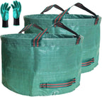 Standard 2-Pack 46 Gallon Lawn Garden Bags (D26,H19 in) Yard Waste Bags W/Gardening Gloves for Leaf Bag,Yard Debris,Trash Container,Recycling Bin,Camping Waste Bin,Grass Clippings,Weeds Bag 4 Handles